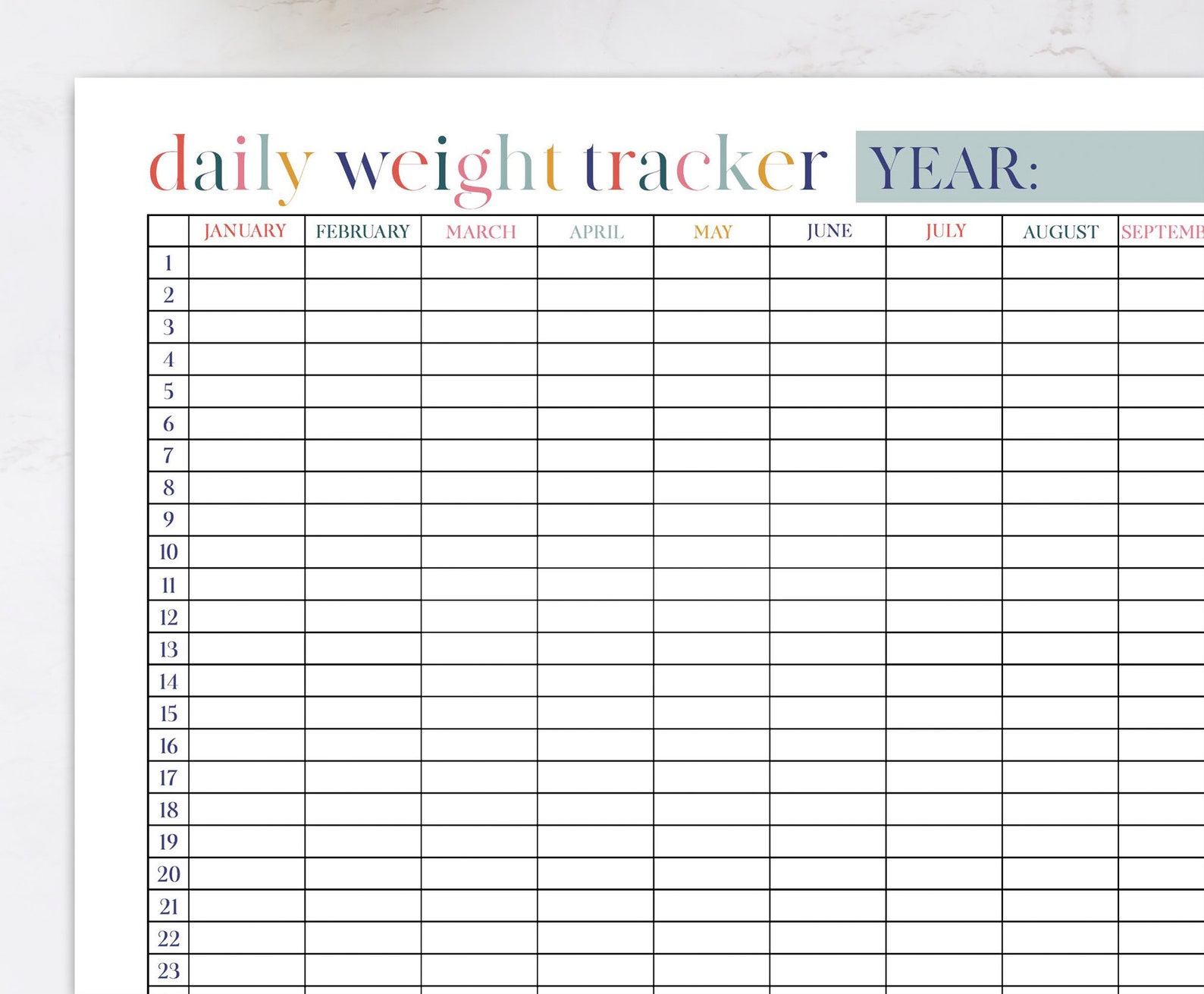 Printable Weight Loss Tracker Editable PDF Weight Loss Planner