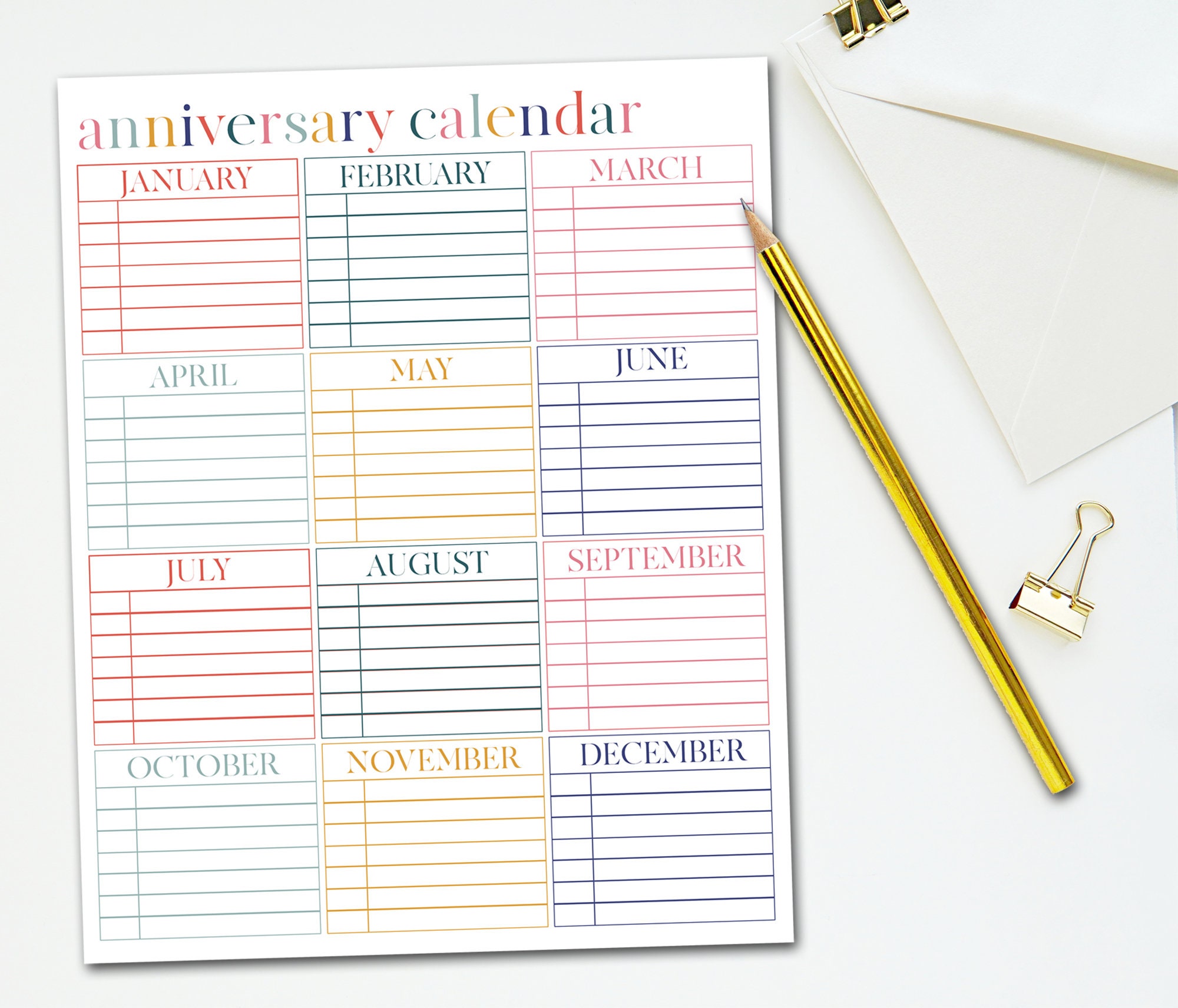Printable Perpetual Anniversary Calendar Digital Download Perpetual ...