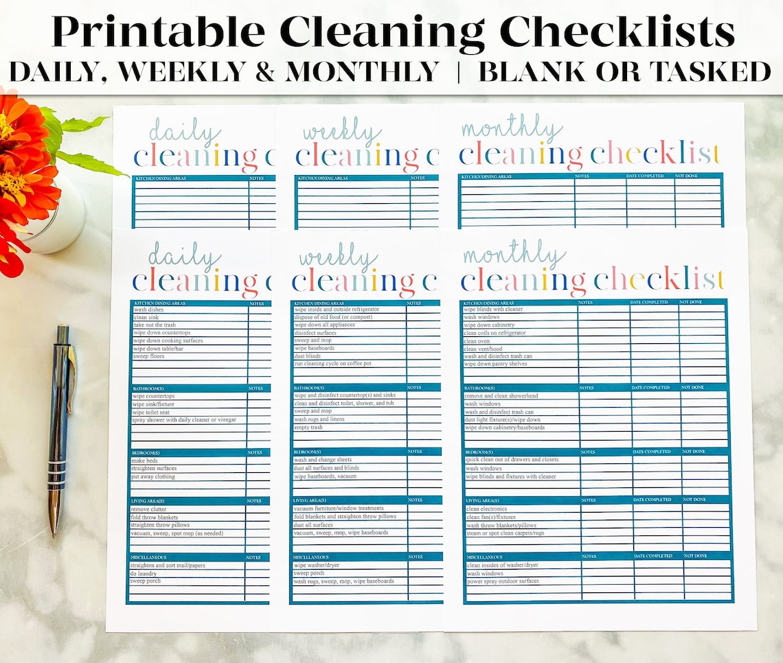 Cleaning Printables | Cleaning Schedules | Daily Weekly Monthly ...