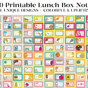 Meer dan 100 afdrukbare lunchboxnotities | Lunchboxkaarten | Lunchnotities | Geen herhaalde ontwerpen! | Stuur elke dag een glimlach naar de lunch! | Printables voor kinderen