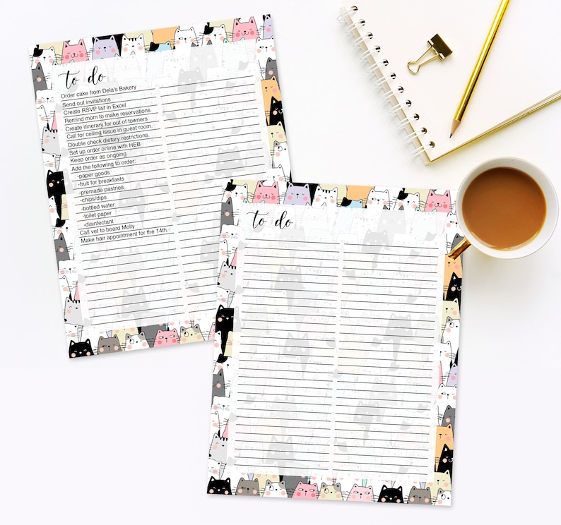 Editable and Printable to Do List for Cat Lover | Digital Download | to ...