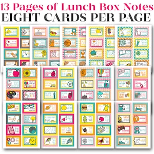 Over 100 Printable Lunch Box Notes | Lunch Box Cards | Lunch Notes | No ...