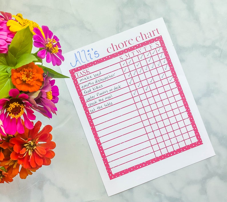 Colorful Dotted Chore Charts | Kids Chore Chart | Responsibility Chart ...