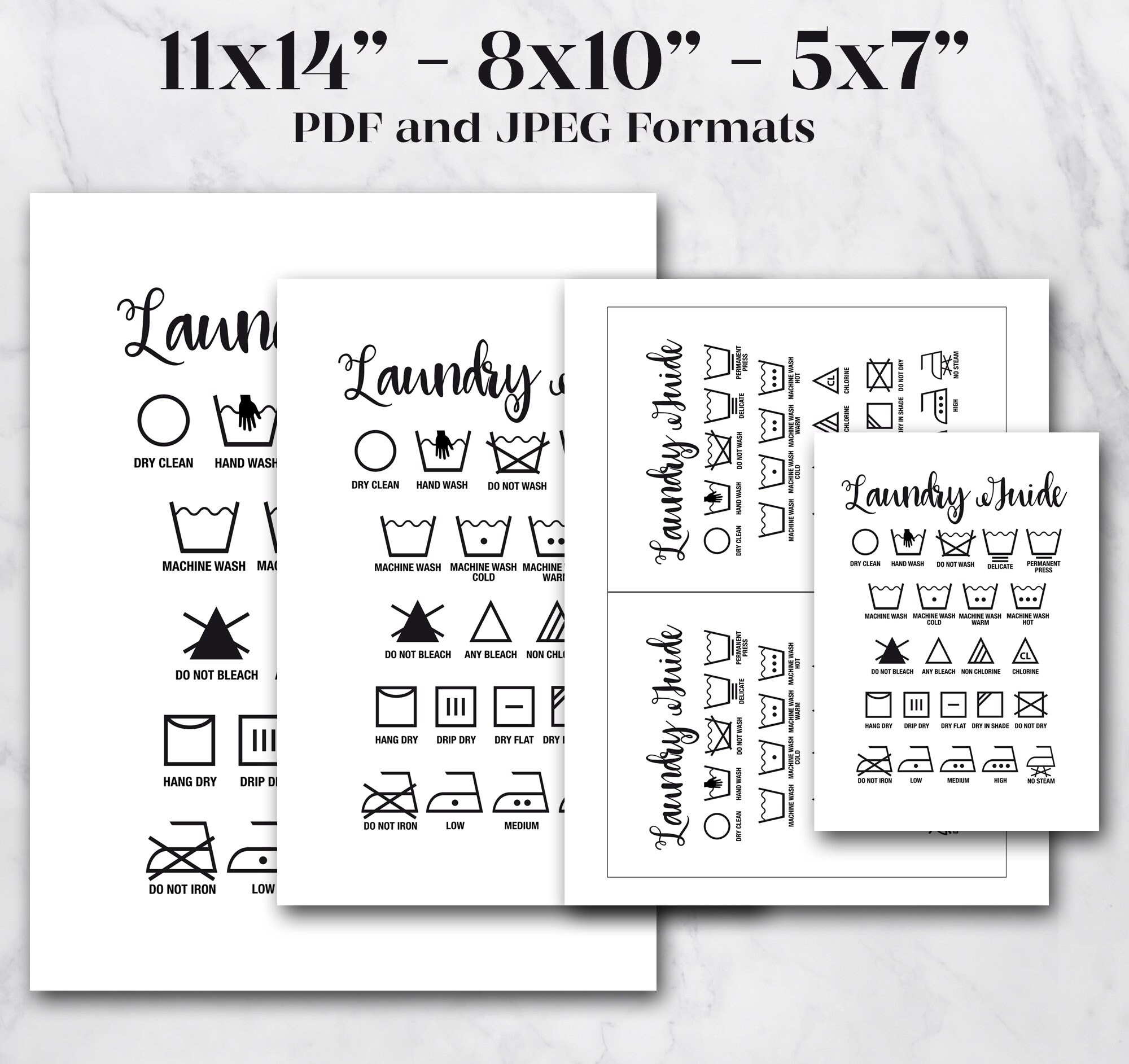 Printable Laundry Room Sign With Laundry Care Symbols | Three Sizes ...
