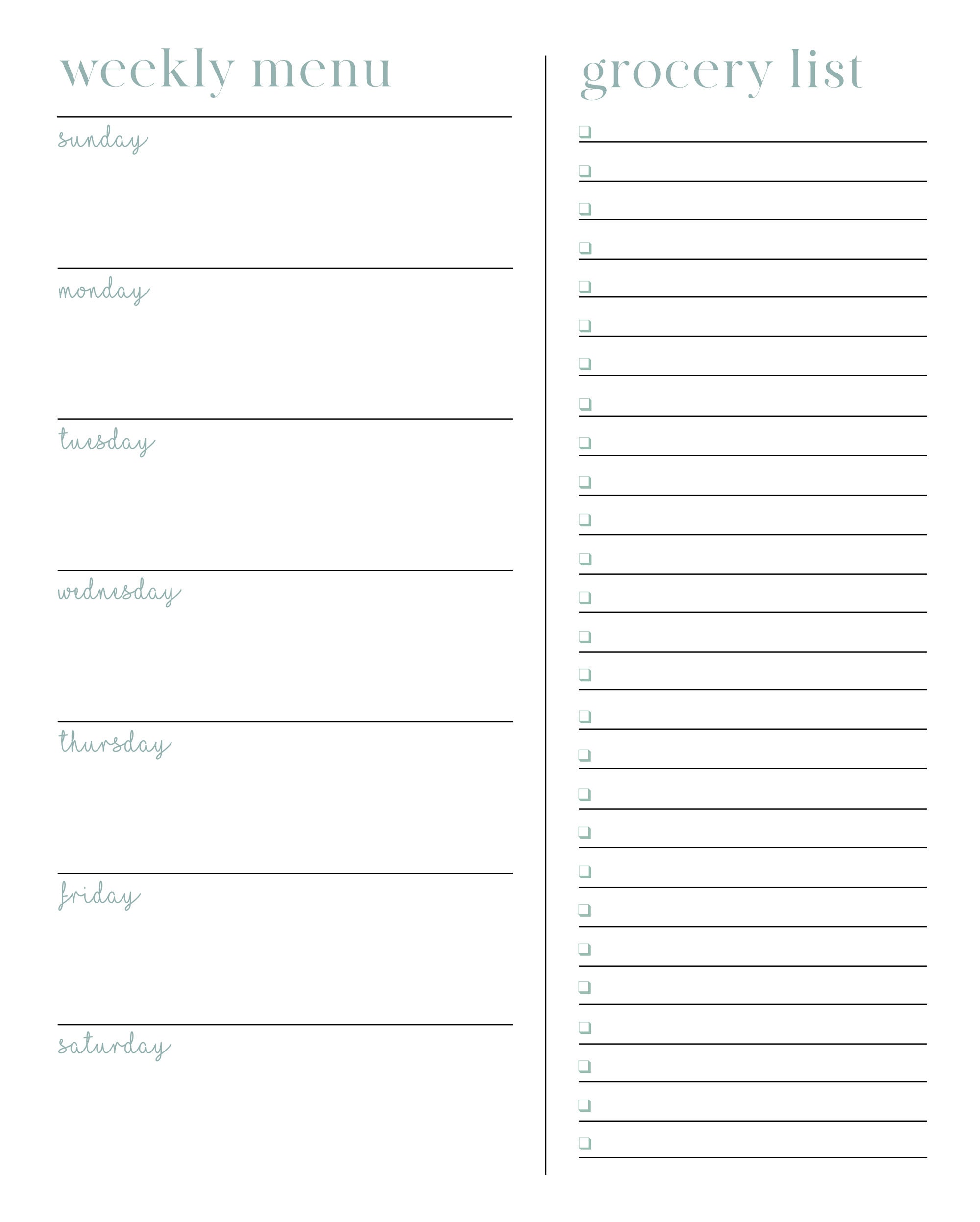 Printable Weekly Menu Plan | Meal Planner Printable | Menu Planner ...
