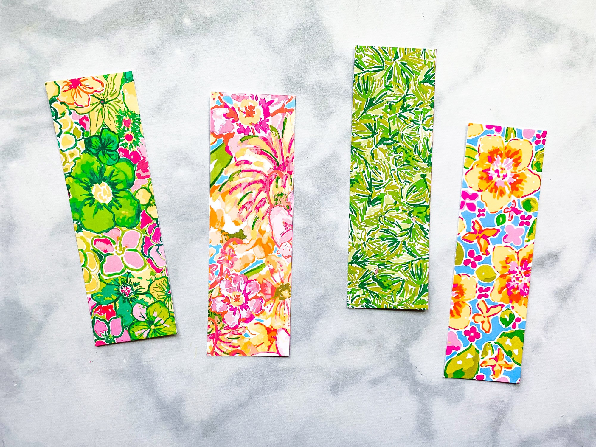 Preppy Printable Bookmarks With Fun Floral Tropical Design Aesthetic