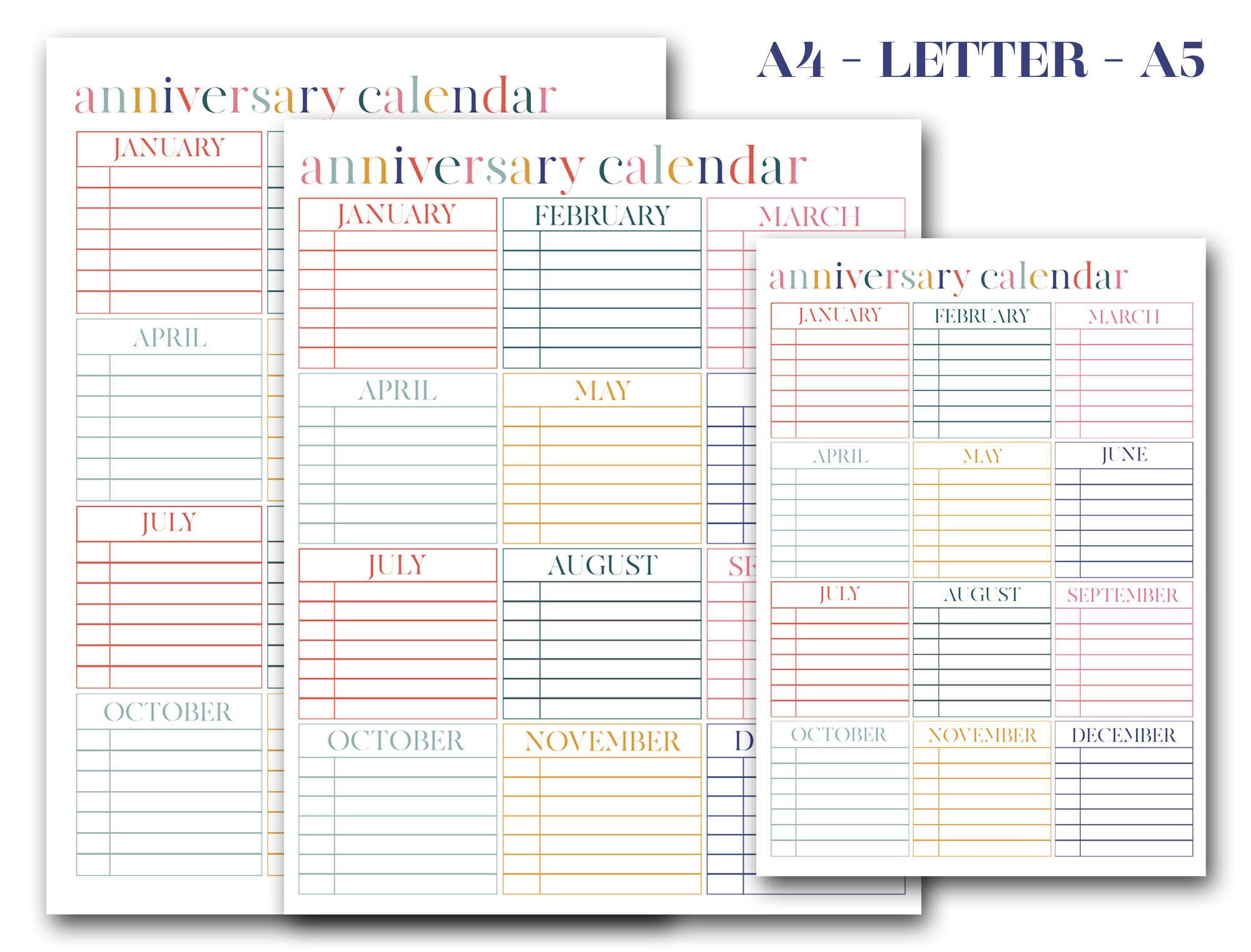 Printable Perpetual Anniversary Calendar Digital Download Perpetual ...