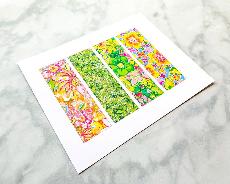 Preppy Printable Bookmarks With Fun Floral Tropical Design Aesthetic