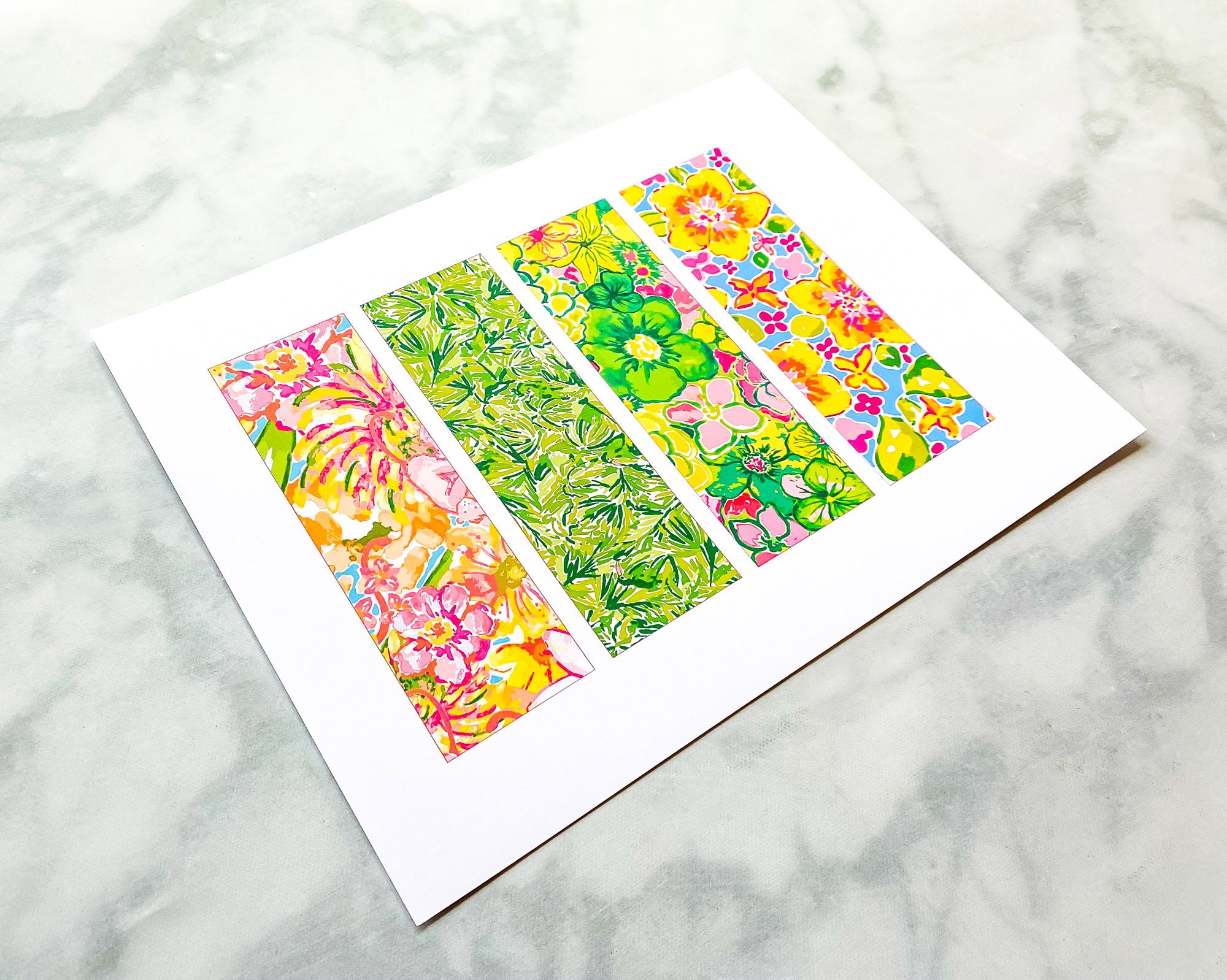 Preppy Printable Bookmarks With Fun Floral Tropical Design Aesthetic