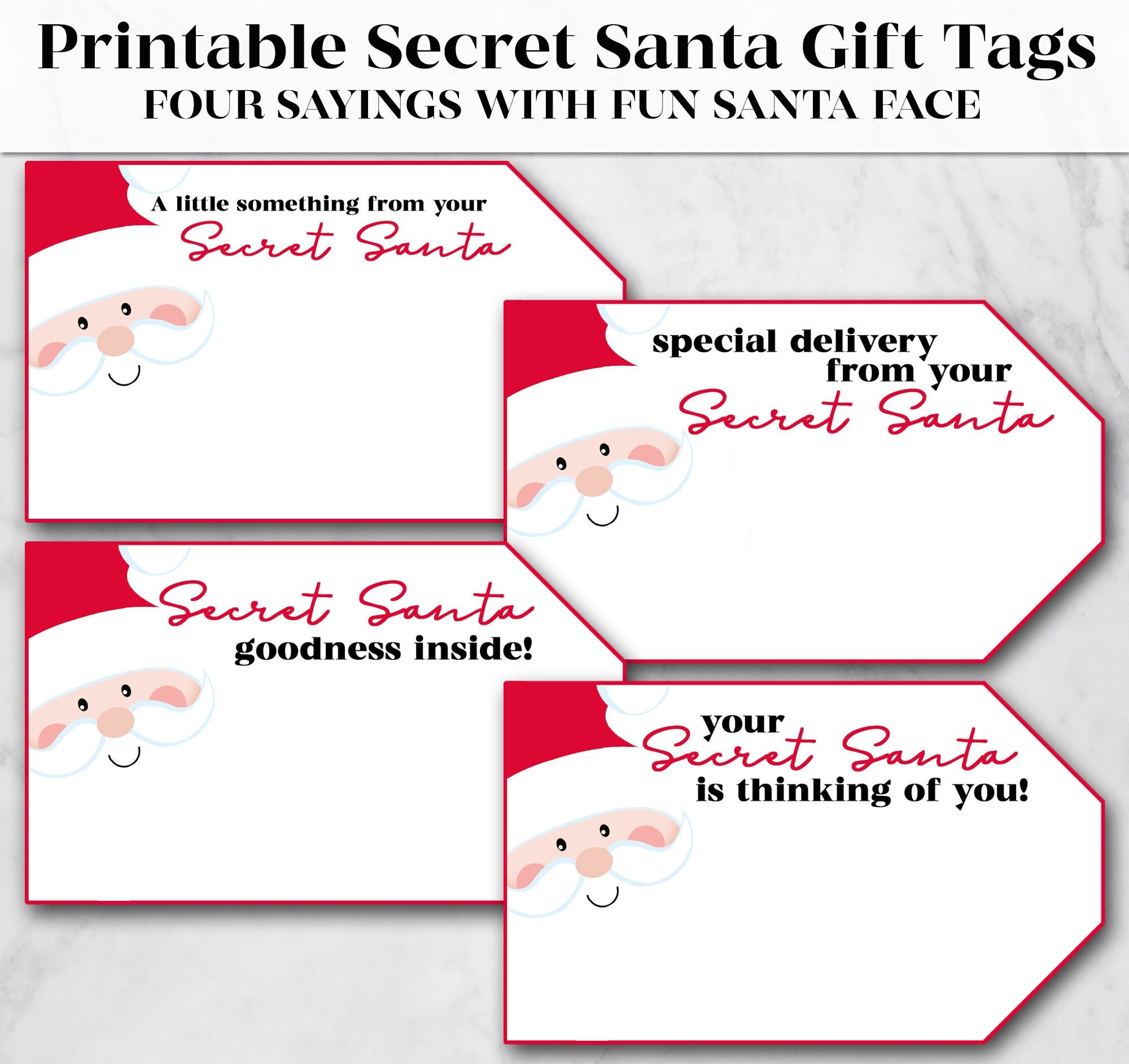 Printable Secret Santa Christmas Gift Tags Printable Gift Tags Holiday