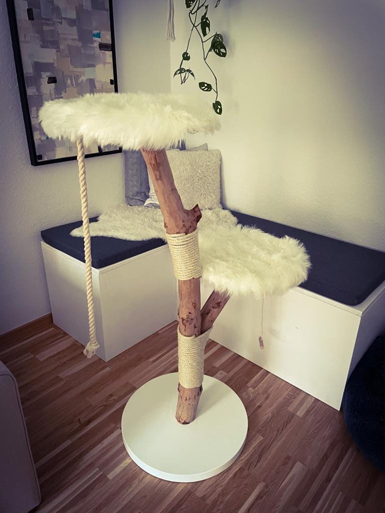 Scratching post natural wood cat tree natural image 7