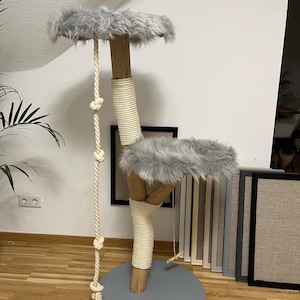 Scratching post natural wood cat tree natural image 3