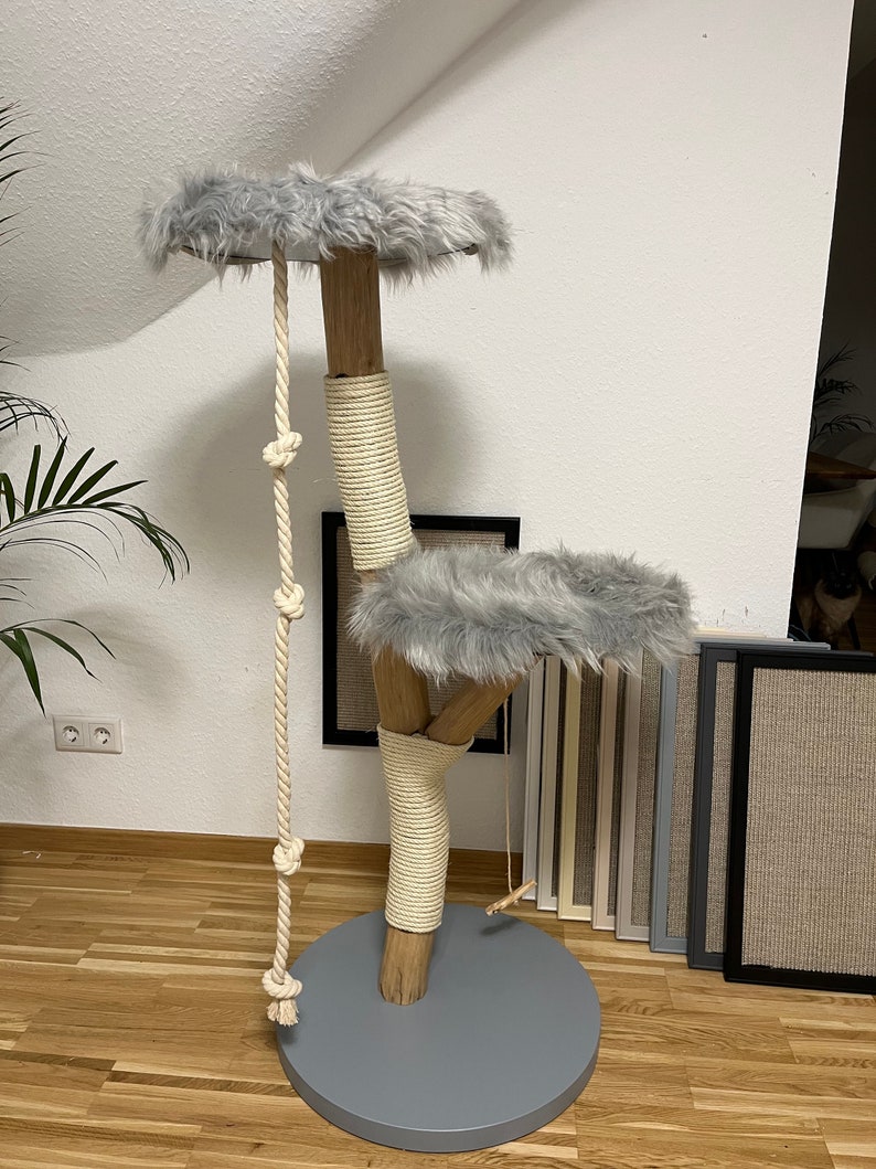 Scratching post natural wood cat tree natural image 3