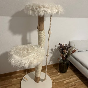 Scratching post natural wood cat tree natural image 1
