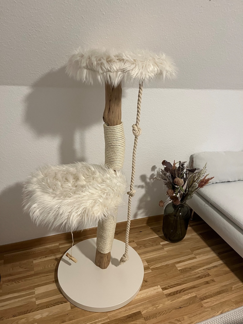 Scratching post natural wood cat tree natural image 1