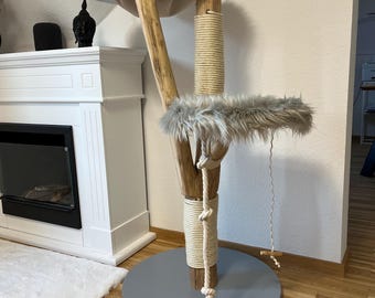 Scratching post natural wood cat tree natural