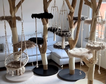 Scratching post natural wood cat tree natural