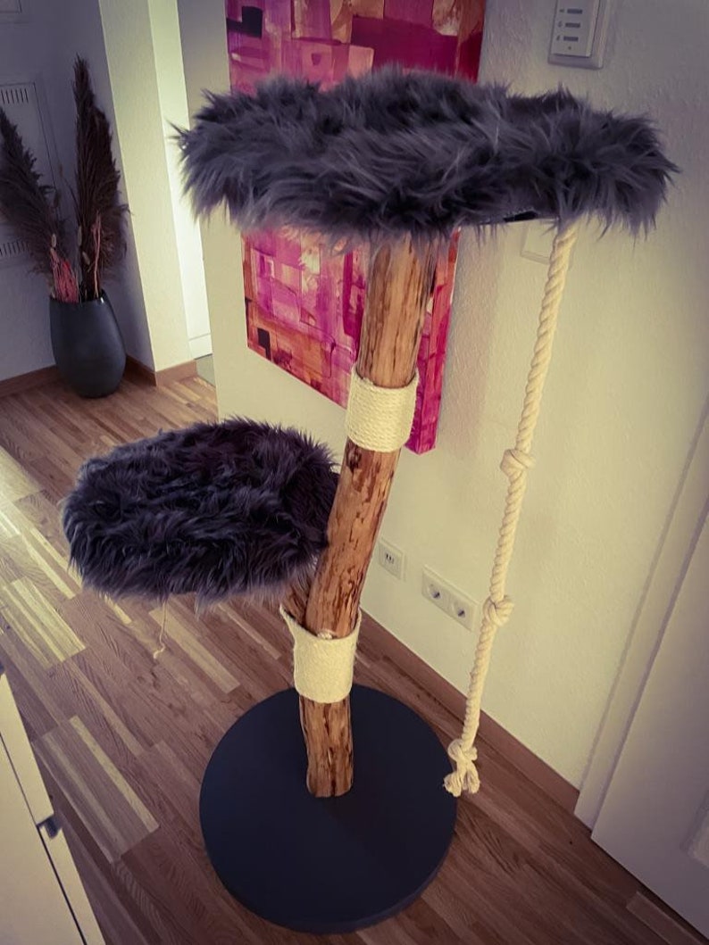 Scratching post natural wood cat tree natural image 4
