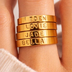 Bague estampée personnalisée : jonc personnalisé en or, argent, bijoux minimalistes, 3 mm