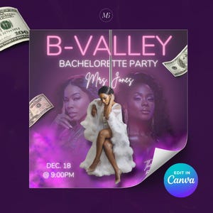 P Valley Inspired Bachelorette Party Invitation Template - Digital Birthday Invite Editable in Canva - Glam Strip Club Theme Girls Night Out