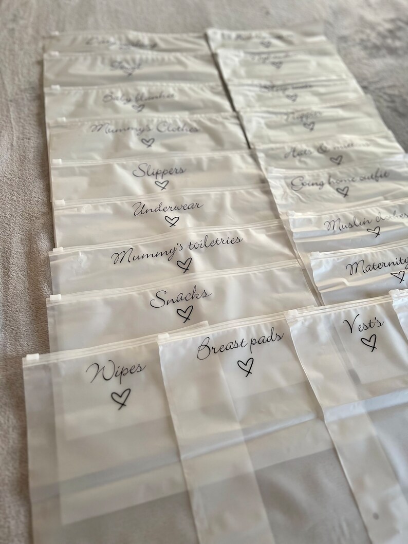 20x Hospital Bags. Maternity Bag Organisers. Hospital Bag Organiser