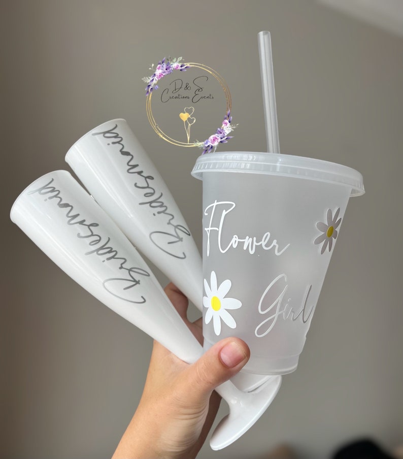Flower girl cup. Flower girl bottle. Flower girl gift. Flower girl proposal. Wedding. Gift. Personalised. image 1