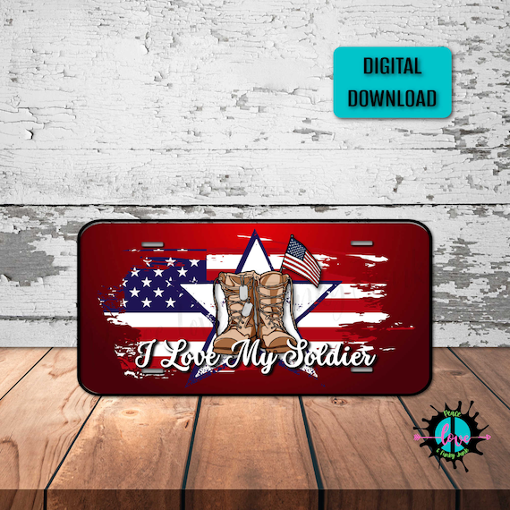 Proud Military Wife License Plate PNG: American Flag Sublimation (Digital Download)