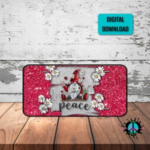 Hippie Peace Gnome License Plate Png for Sublimation Printing, Vibrant Hippie License Plate Png, Digital Downloads