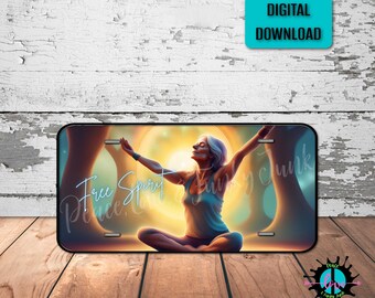 Hippie License Plate Png: Free Spirit Sublimation Design (Digital Download)