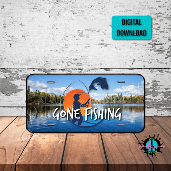 Gone Fishing License Plate Cover