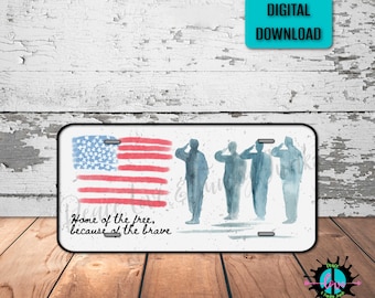 Military Veteran License Plate PNG: Patriotic Sublimation Design (Digital Download)