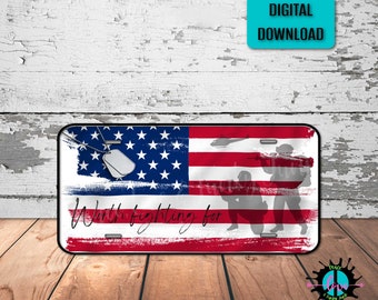 American Flag Soldier License Plate PNG: Sublimation Design (Digital Download)