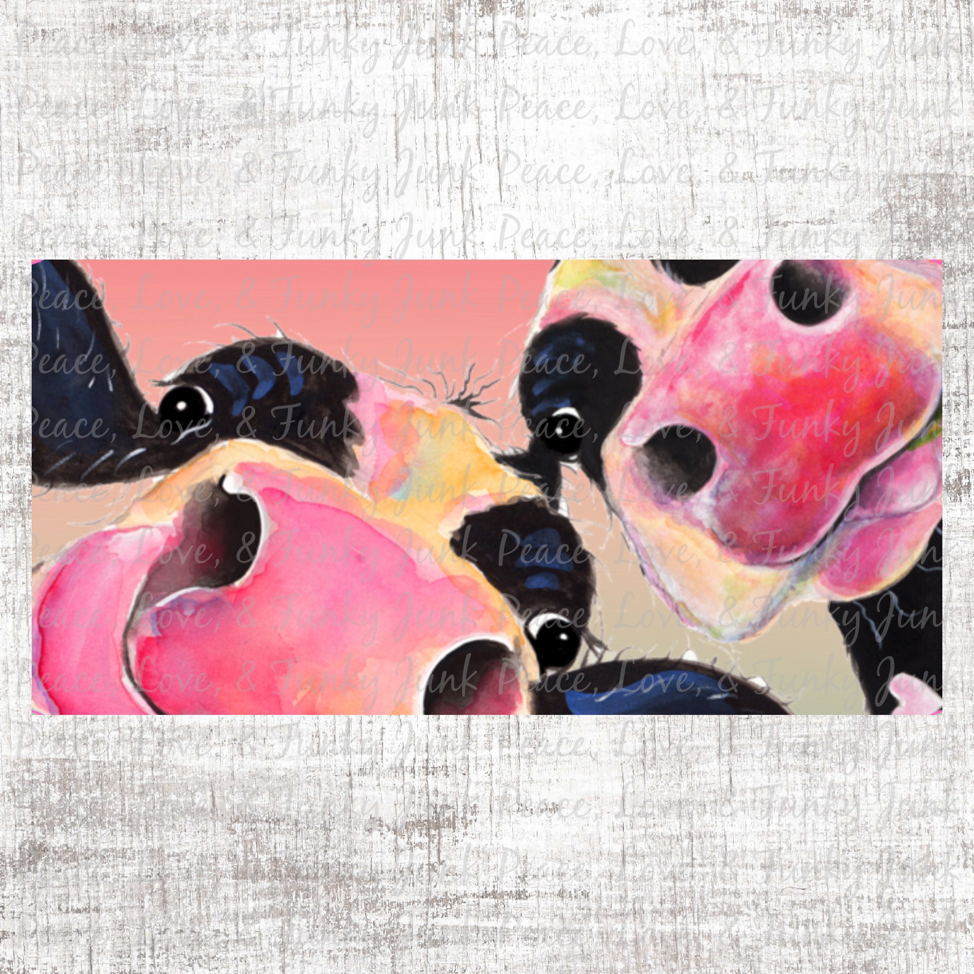 Peekaboo Cows License Plate Png for Sublimation Printing, Vibrant Cow