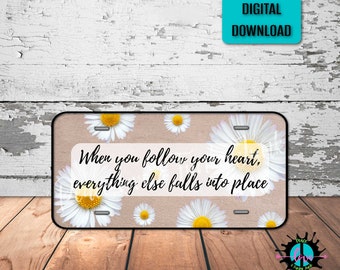 Daisy License Plate PNG: Hippie Car Decor (Digital Download)