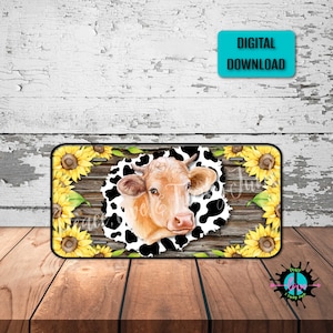 Farm Life Cows License Plate Png, Sublimation Printing, Vibrant Cow Lovers License Plate Png, Digital Download