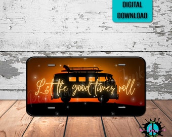 Hippie Van License Plate Png: Sublimation Printing Design (Digital Download)