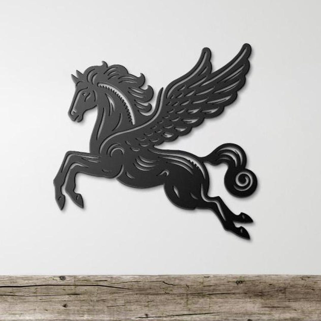 Metal Pegasus Wall Art: Mythical Flying Horse Decor, Winged Horse ...