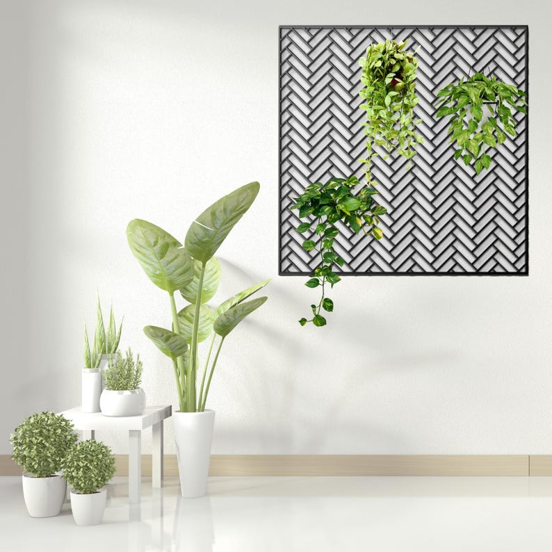 Elevate Your Dorm Décor: This Season’s Must-Have Metal Wall Art 11 Metal Wall Grid, Wall Grid for Plants, Mesh Memo Board, Herringbone Wall Art, Hanging Plant Wall, Indoor plant wall Metal Grid image 1