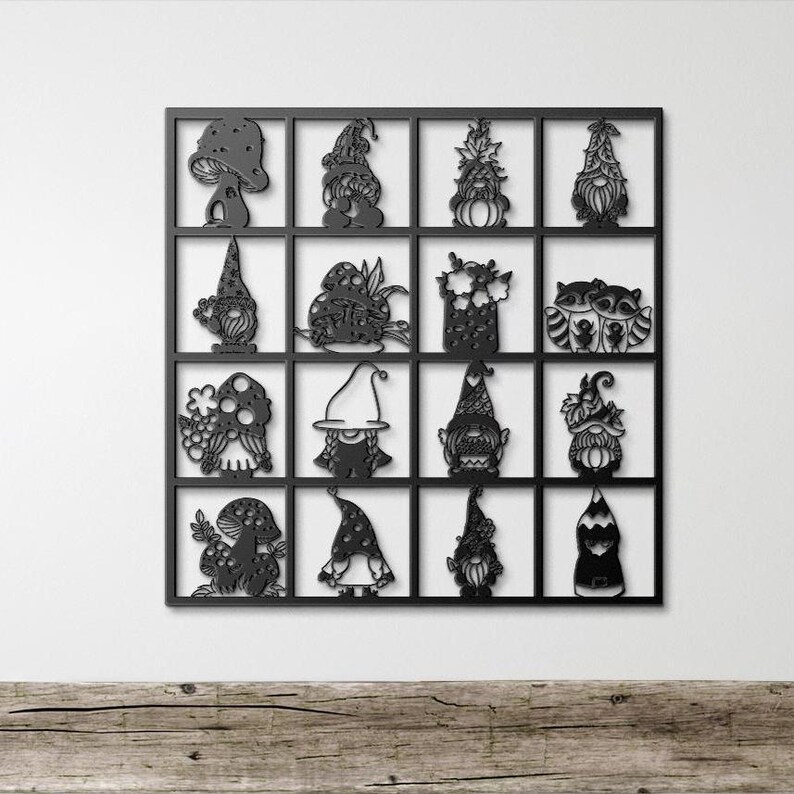 Elevate Your Dorm Décor: This Season’s Must-Have Metal Wall Art 5 Metal Gnomes Photo Grid Wall Art, Dorm Decor Gift for her, , Whimsical Gnomes Metal Wall Art, Grid Wall Panel Gift, Organizer Memo Board