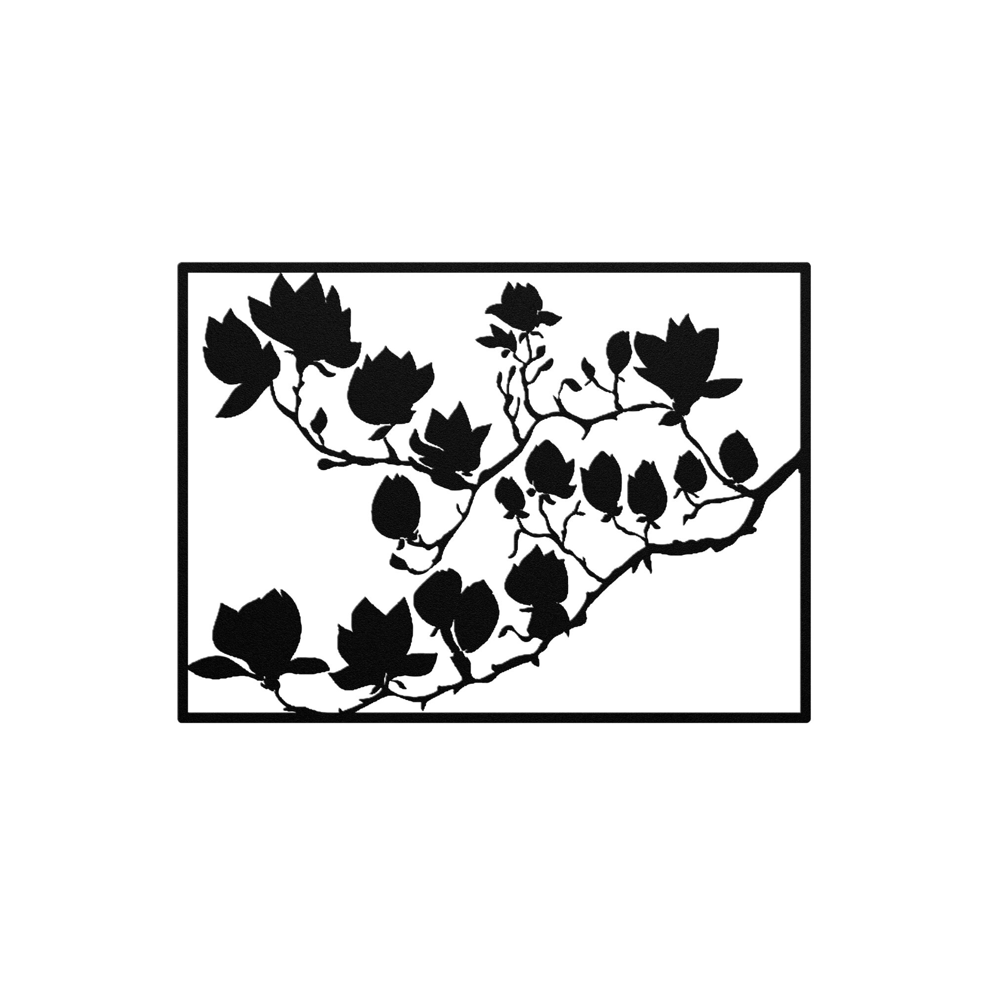 Magnolia Tree and Flowers Metal Wall Art Floral Tree Decor Etsy