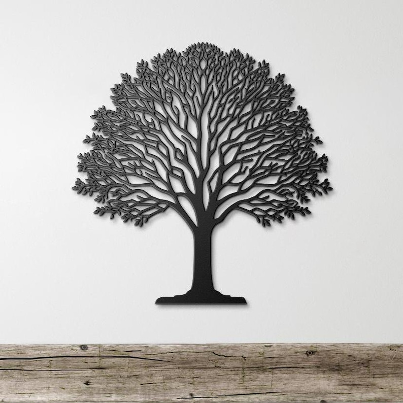 Iron Wall Art, Metal Wall Art Tree, Geometric Oak Tree Metal Sign ...