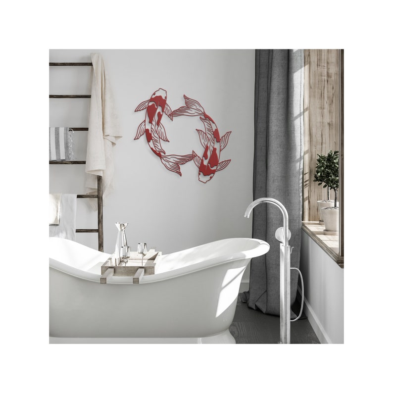 Koi Fish Wall Art Metal Feng Shui Home Design Koi Fish Wall Etsy