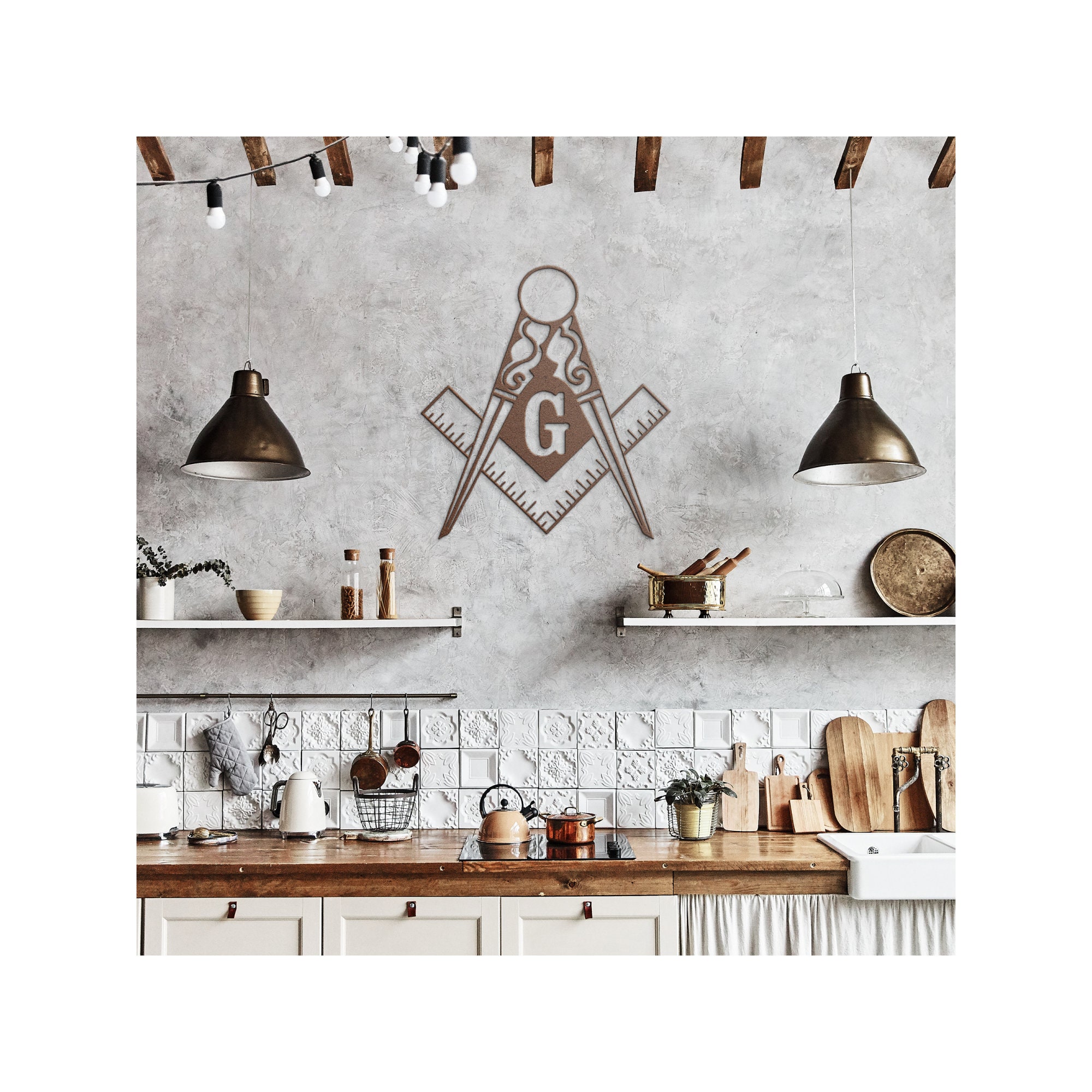 Freemasons Ruler and Compass Metal Wall Art, Masonic Wall Art ...