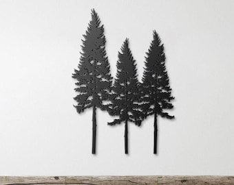 Metal Spruce Tree Wall Art, Tree Sculpture for Cabin decor, Lodge Decor Wall Hanging Tree Decor, Rustic Cabin Decor, Kitchen Wall Art