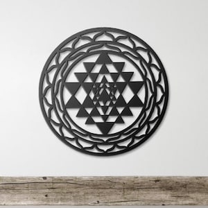 Sri Yantra Metal Wall Art, Native Wall Art, Yantra Sacred Geometry Wall Decor, Yoga Gift | Yoga Art Meditation Wall Decor Gift Gift for Her