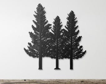 Forest Silhouette Metal Wall Art for Farmhouse, Forest Metal Decor, Large Tree Metal Wall Art Room Decor, Outdoor Decor, Cabin Decor