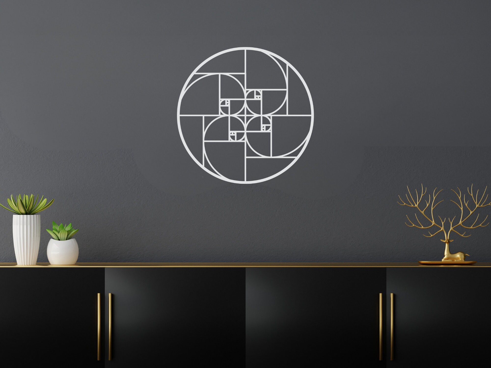 Golden Ratio Metal Wall Art Fibonacci Spiral Metal Wall Art, Unique Modern Decoration for Living