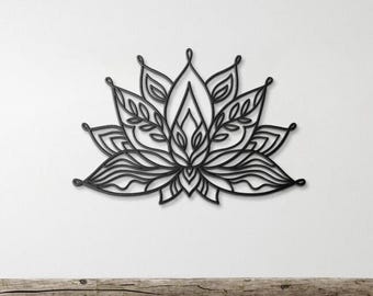 Lotus Flower Metal Wall Art: Yoga Studio, Garden Decor
