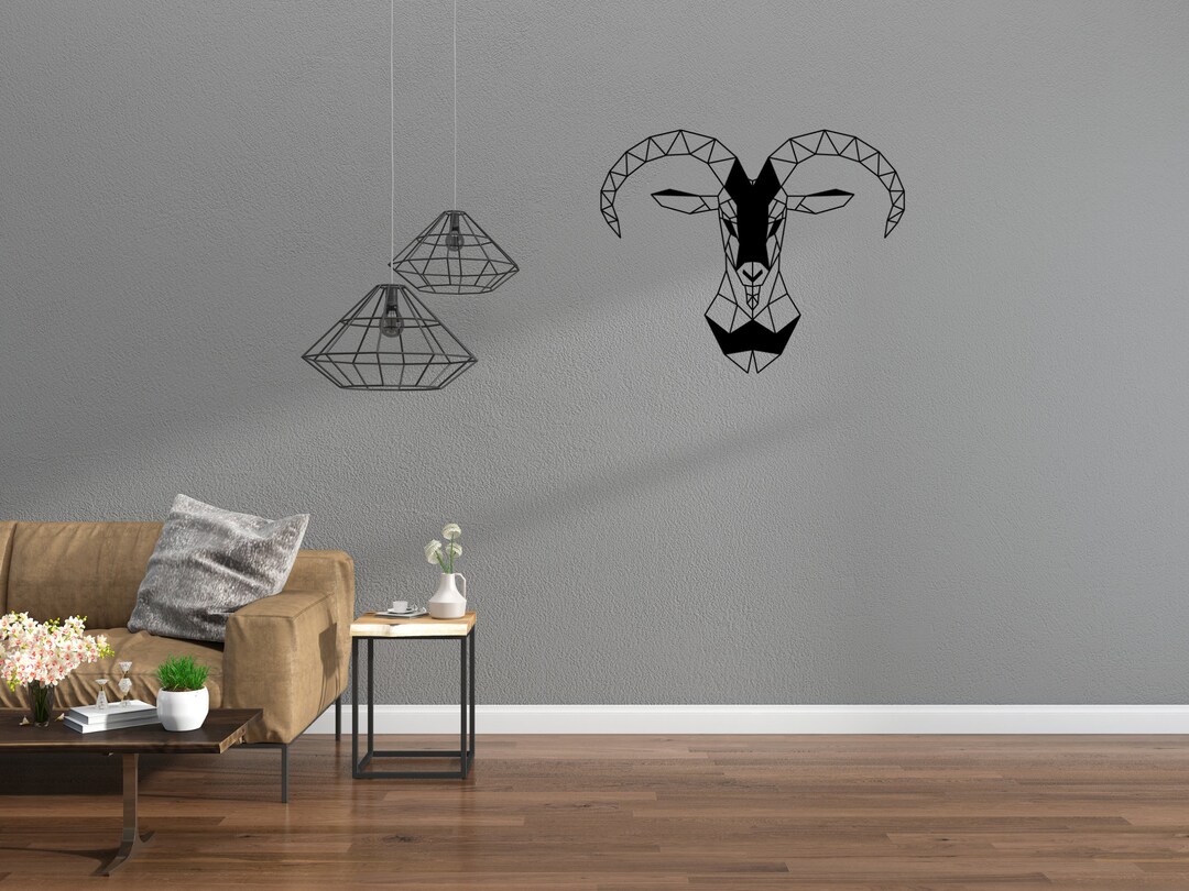 Geometric Mountain Goat Head Metal Wall Art Metal Mountain Goat Wall