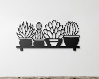 Cactus Wall Art, Southwestern Cactus Sign Decor, Metal Cactus Decor, Metal Wall Art, Gift for Mom,  Cactus Wall Decor, Kitchen Wall Hangings